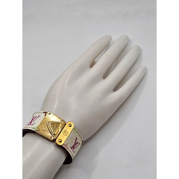 Louis Vuitton Gold-tone Multicolor Leather Koala Lock Bracelet - Picture 14 of 15